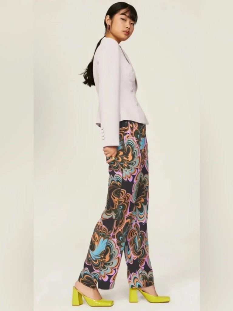 Untitled In Motion Intuition Pants Morpha Psychedelic Swirly Crepe Trousers S — image 3 of 7